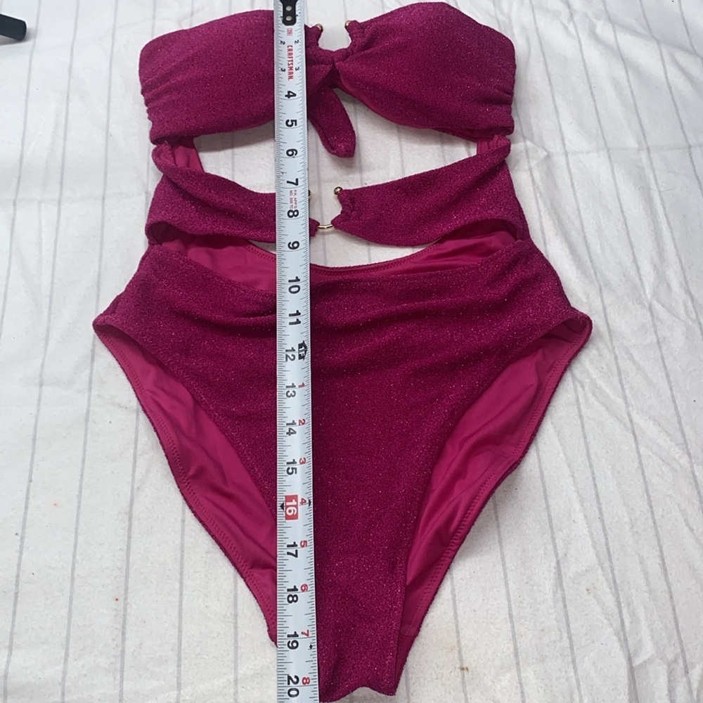 VICTORIA'S SECRET‎ SWIM Shimmer Cut-Out Bandeau One-Piece Swimsuit Size Small - Picture 11 of 13